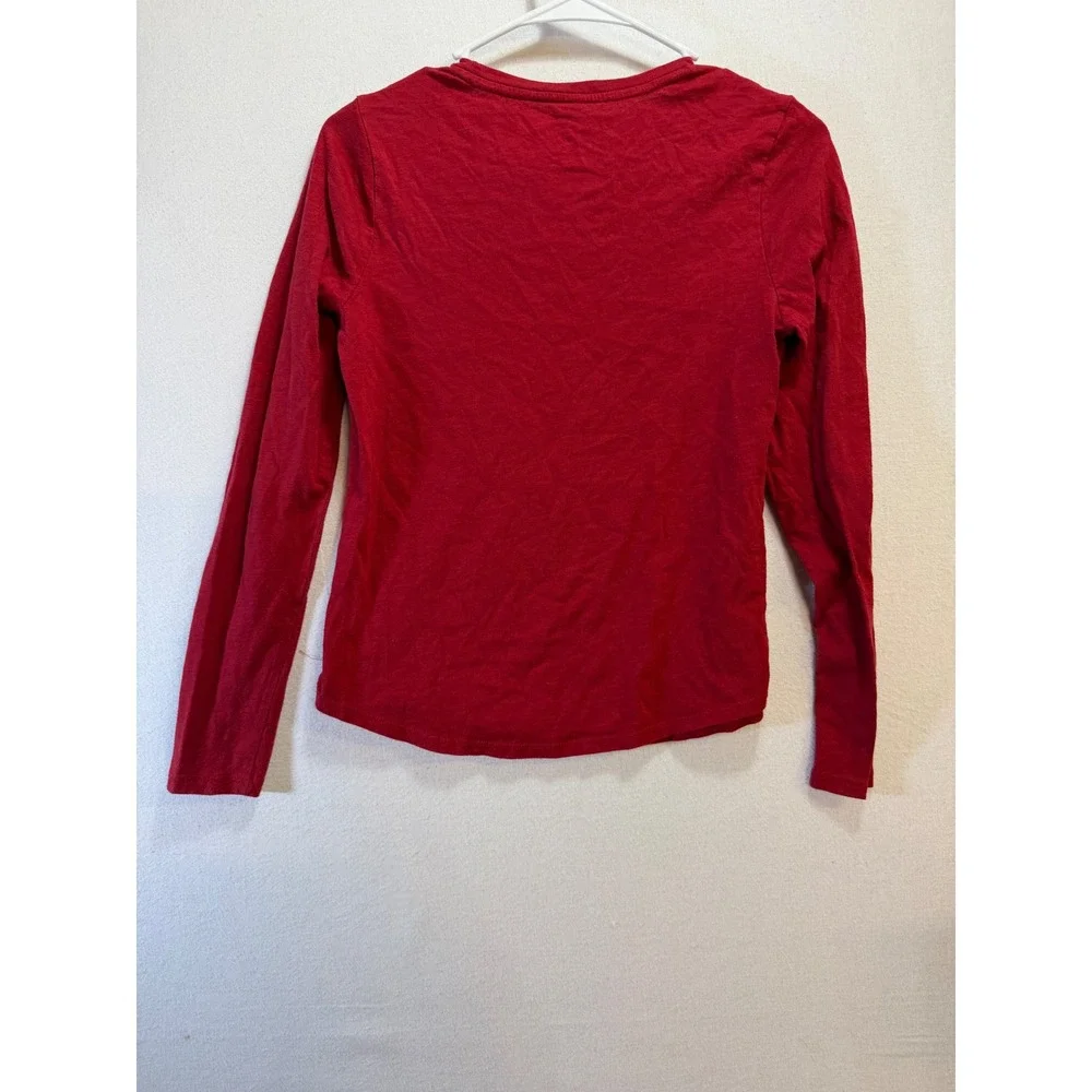 Wonder Nation Girls Red Long Sleeve Crew Neck Tee Shirt XL 14-16 Solid Basic